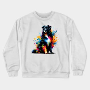 Croatian Sheepdog in Artistic Colorful Splash Style Crewneck Sweatshirt